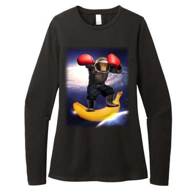 Astronaut Monkey Boxing In Space Womens CVC Long Sleeve Shirt