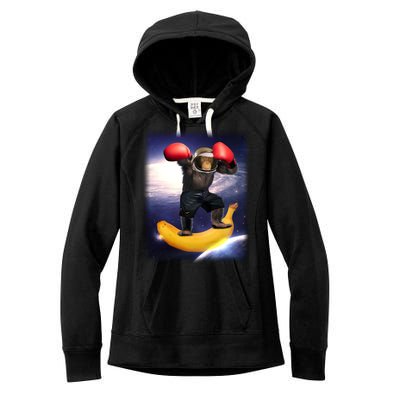 Astronaut Monkey Boxing In Space Women's Fleece Hoodie