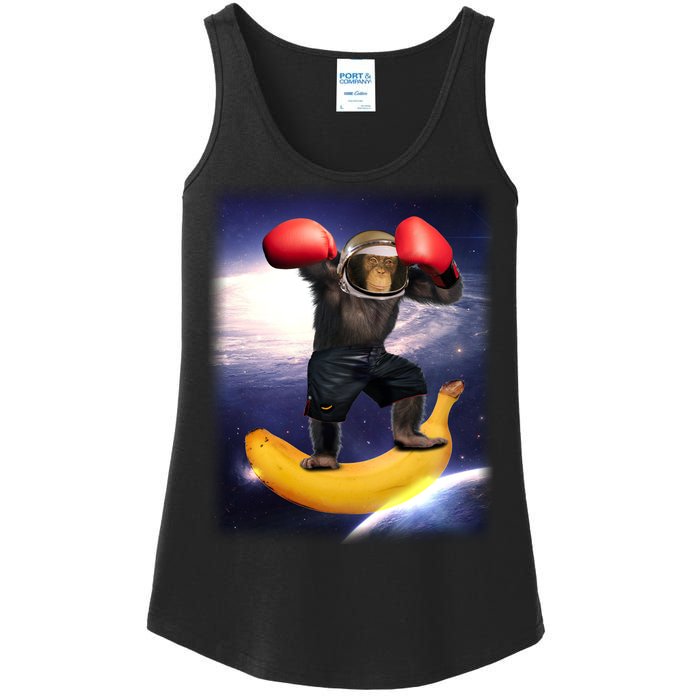 Astronaut Monkey Boxing In Space Ladies Essential Tank