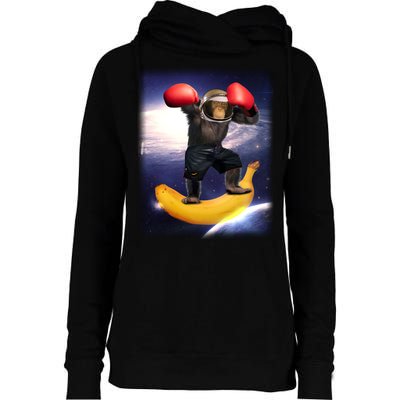 Astronaut Monkey Boxing In Space Womens Funnel Neck Pullover Hood