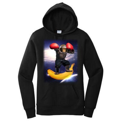 Astronaut Monkey Boxing In Space Women's Pullover Hoodie