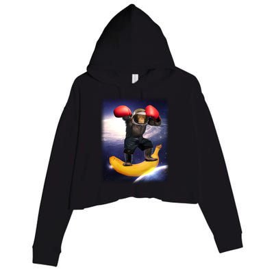 Astronaut Monkey Boxing In Space Crop Fleece Hoodie