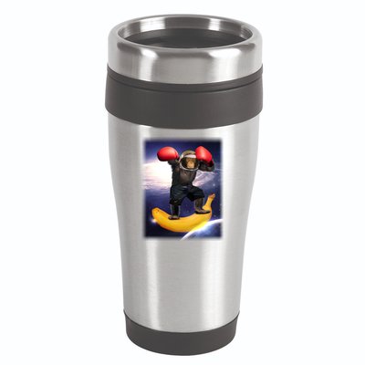 Astronaut Monkey Boxing In Space 16oz Travel Tumbler