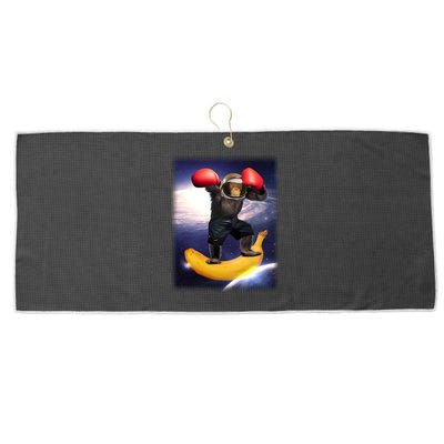Astronaut Monkey Boxing In Space Large Microfiber Waffle Golf Towel