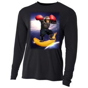 Astronaut Monkey Boxing In Space Cooling Performance Long Sleeve Crew