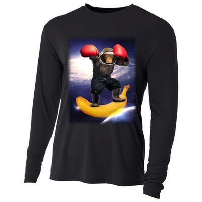 Astronaut Monkey Boxing In Space Cooling Performance Long Sleeve Crew