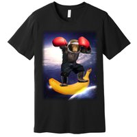 Astronaut Monkey Boxing In Space Premium T-Shirt