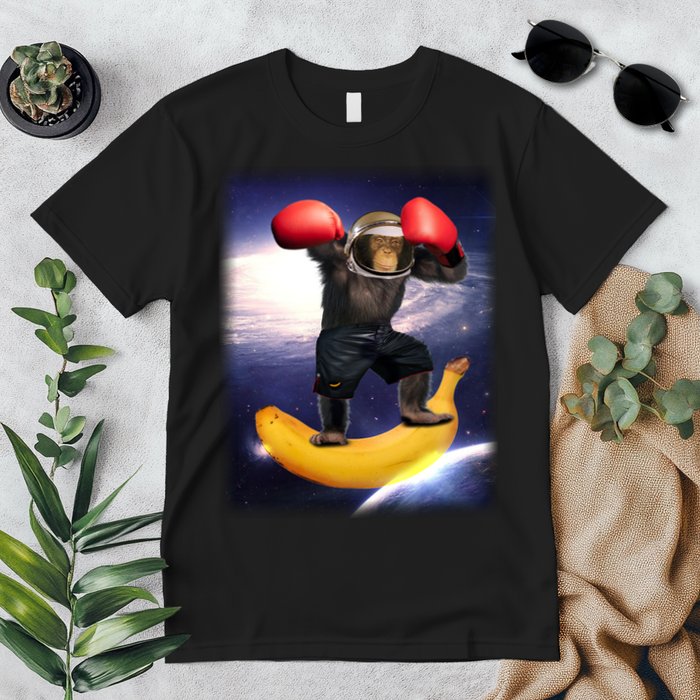 Astronaut Monkey Boxing In Space Premium T-Shirt