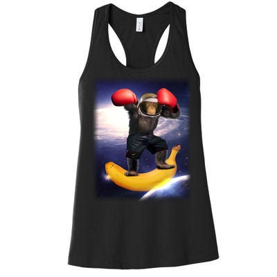 Astronaut Monkey Boxing In Space Women's Racerback Tank