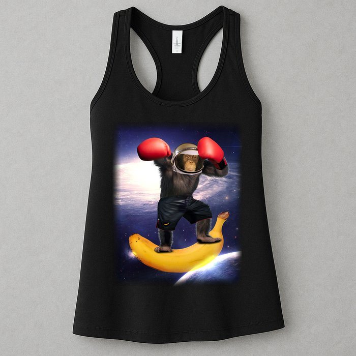 Astronaut Monkey Boxing In Space Womens Tank Top