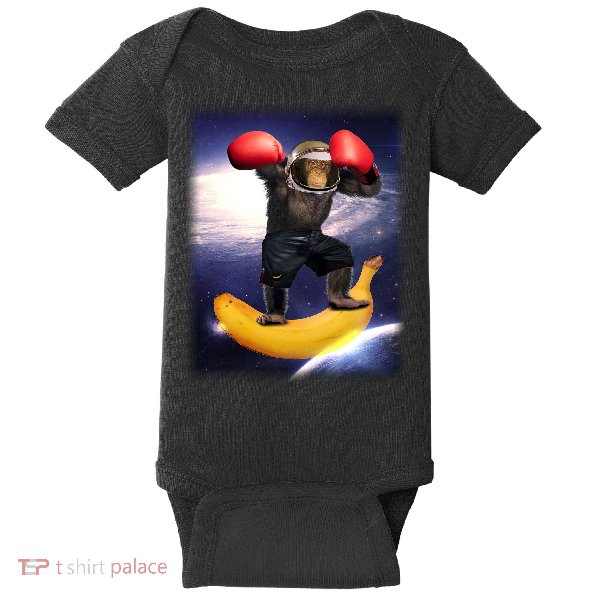 Astronaut Monkey Boxing In Space Baby Bodysuit
