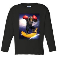 Astronaut Monkey Boxing In Space Toddler Long Sleeve Shirt