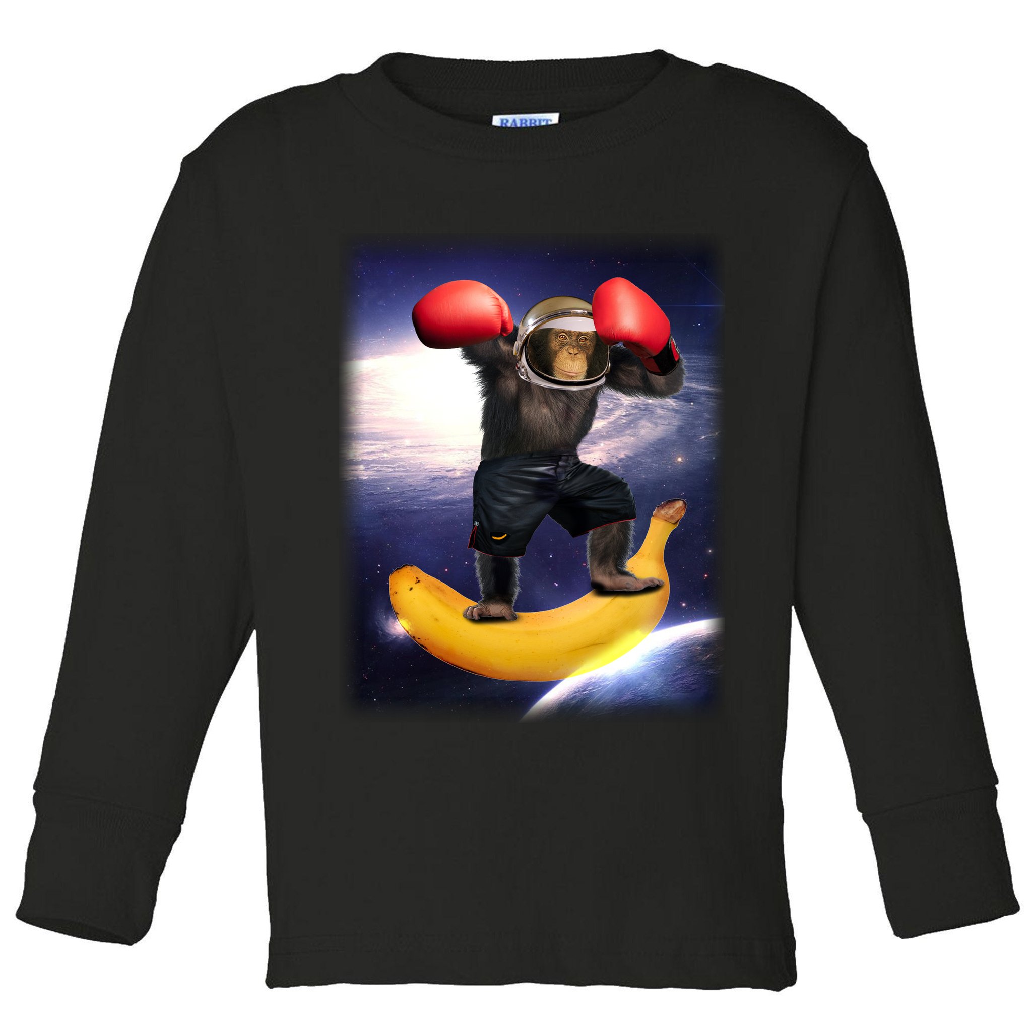 Astronaut Monkey Boxing In Space Toddler Long Sleeve Shirt
