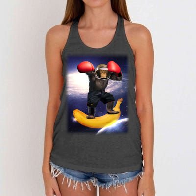 Astronaut Monkey Boxing In Space Women's Knotted Racerback Tank