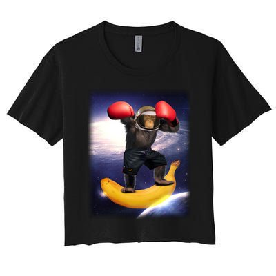 Astronaut Monkey Boxing In Space Crop Top