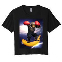 Astronaut Monkey Boxing In Space Women's Crop Top Tee