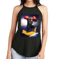 Astronaut Monkey Boxing In Space Women's Perfect Tri Rocker Tank