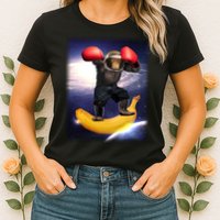 Astronaut Monkey Boxing In Space Womens T-Shirt