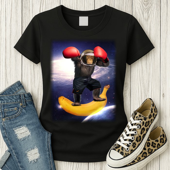 Astronaut Monkey Boxing In Space Womens T-Shirt