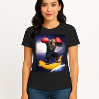 Astronaut Monkey Boxing In Space Womens T-Shirt
