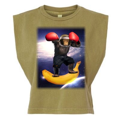 Astronaut Monkey Boxing In Space Garment-Dyed Women's Muscle Tee