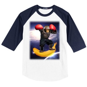 Astronaut Monkey Boxing In Space Baseball Sleeve Shirt