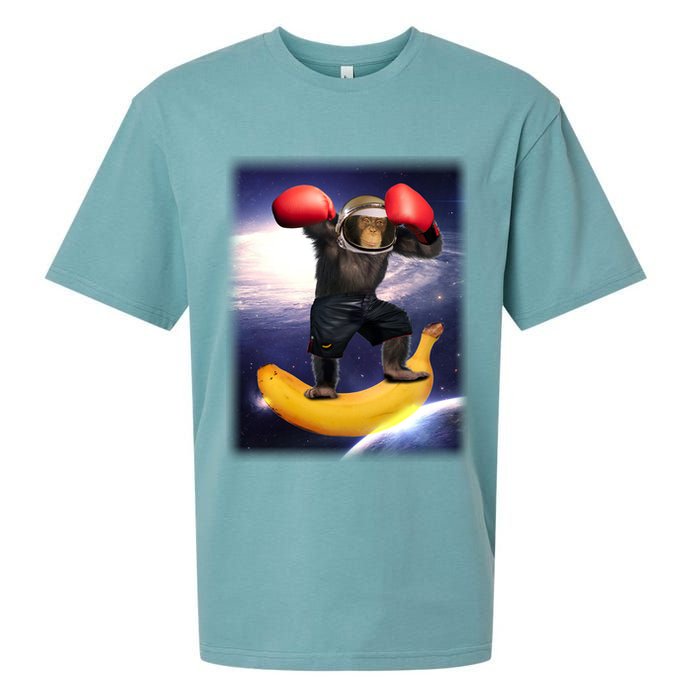 Astronaut Monkey Boxing In Space Sueded Cloud Jersey T-Shirt