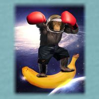 Astronaut Monkey Boxing In Space Sueded Cloud Jersey T-Shirt