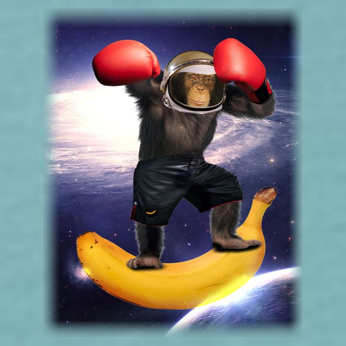 Astronaut Monkey Boxing In Space Sueded Cloud Jersey T-Shirt