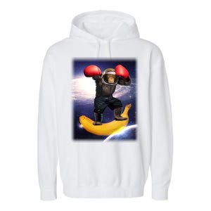 Astronaut Monkey Boxing In Space Garment-Dyed Fleece Hoodie