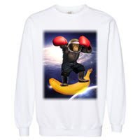 Astronaut Monkey Boxing In Space Garment-Dyed Sweatshirt