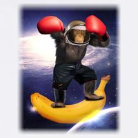 Astronaut Monkey Boxing In Space Garment-Dyed Sweatshirt