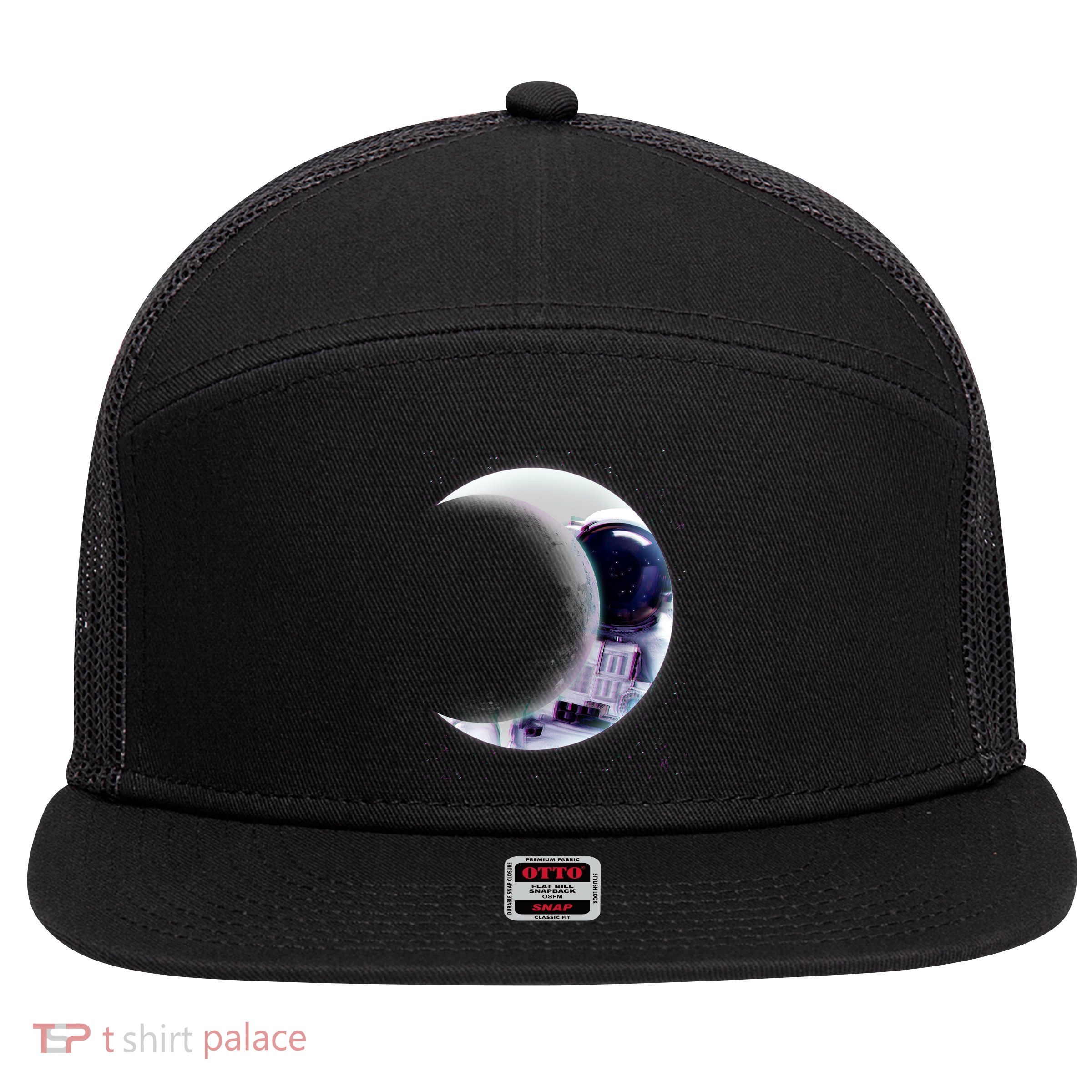 Astronaut Moon 7 Panel Mesh Trucker Snapback Hat