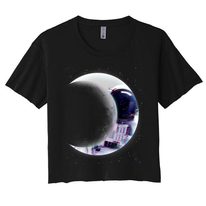 Astronaut Moon Women's Crop Top Tee