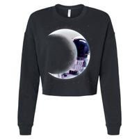 Astronaut Moon Cropped Pullover Crew