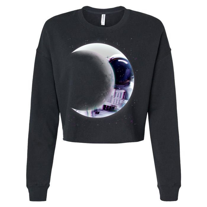 Astronaut Moon Cropped Pullover Crew