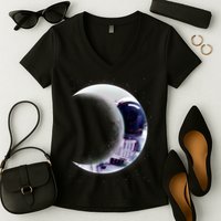 Astronaut Moon Women's V-Neck T-Shirt