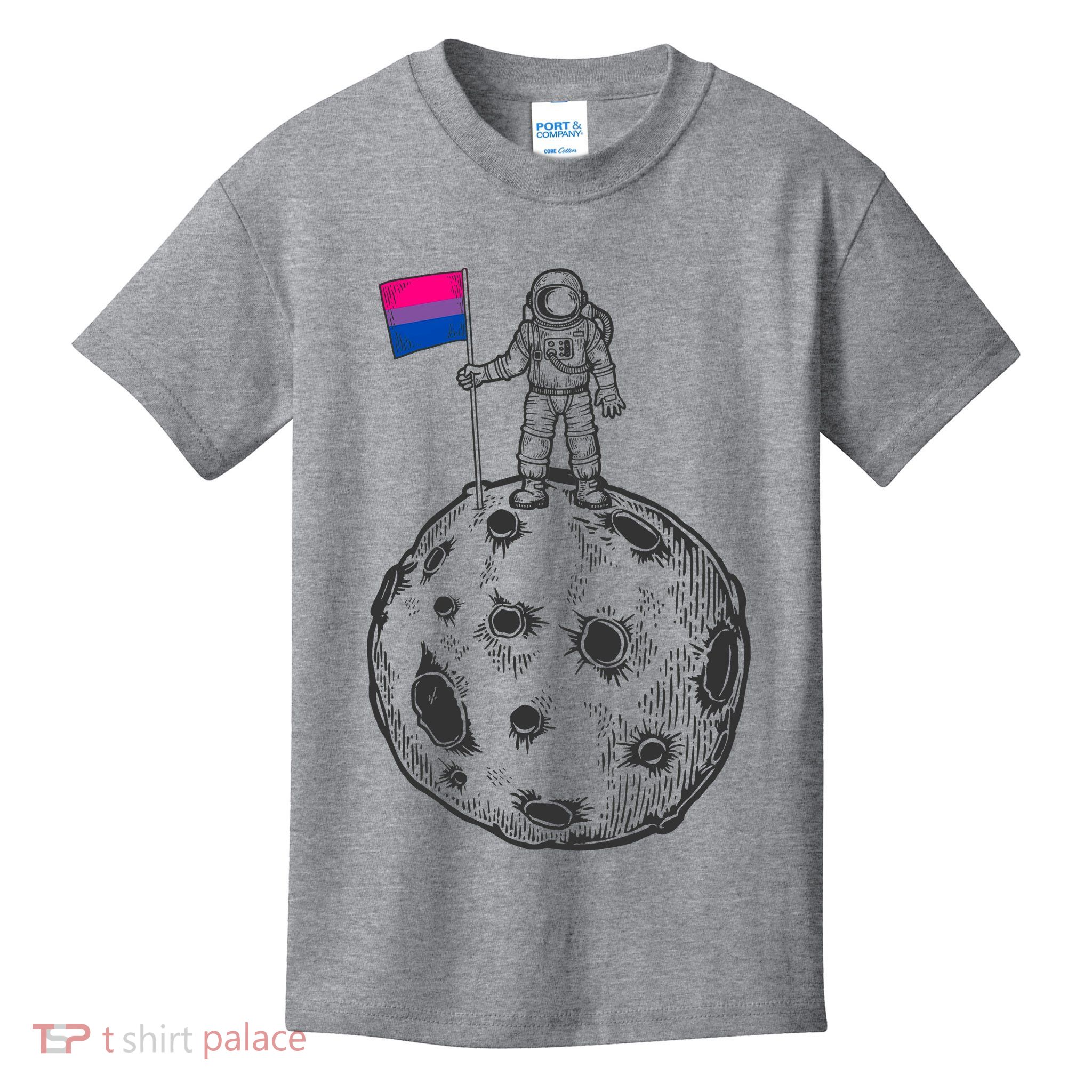 Astronaut Moon Bisexual Flag Space LGBTQ Gay Pride Kids T-Shirt