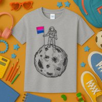 Astronaut Moon Bisexual Flag Space LGBTQ Gay Pride Kids T-Shirt