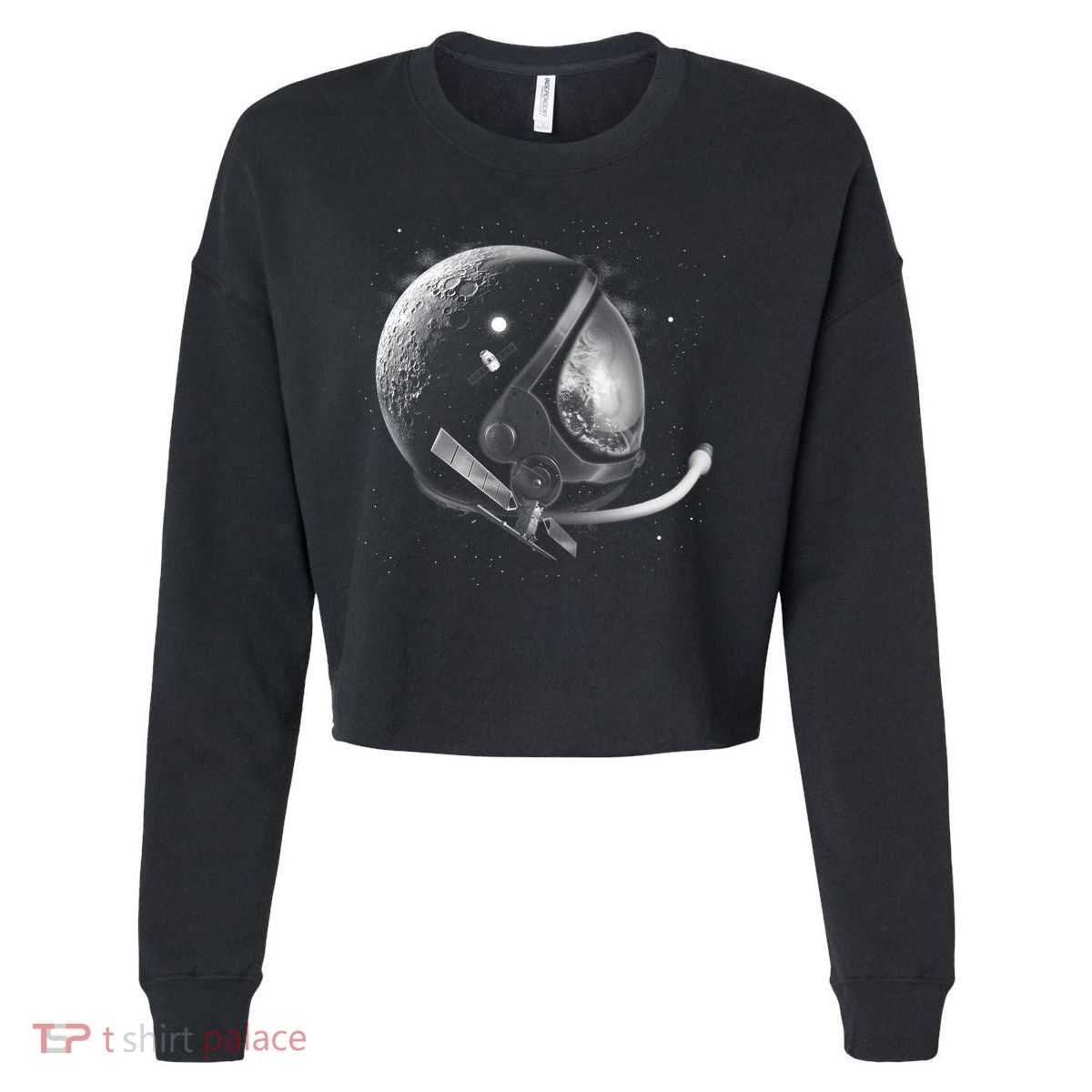Astronaut Moon Helmet Cropped Pullover Crew
