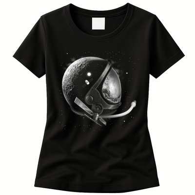 Astronaut Moon Helmet Womens T-Shirt