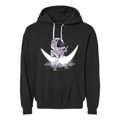 Astronaut Moon Sailing Garment-Dyed Fleece Hoodie