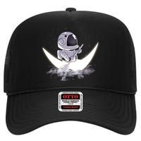 Astronaut Moon Sailing High Crown Mesh Back Trucker Hat