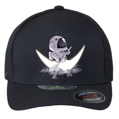 Astronaut Moon Sailing Flexfit Unipanel Trucker Cap