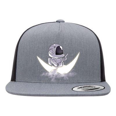 Astronaut Moon Sailing Flat Bill Trucker Hat