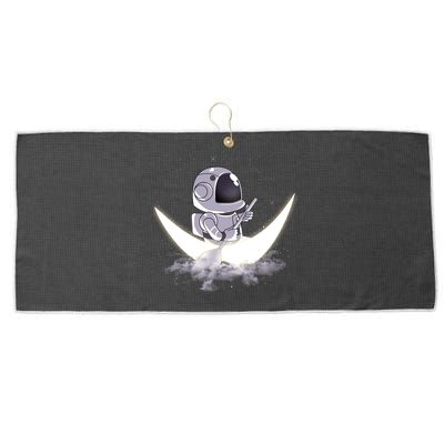 Astronaut Moon Sailing Large Microfiber Waffle Golf Towel