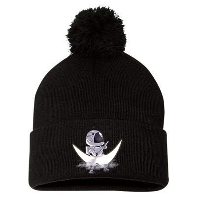 Astronaut Moon Sailing Pom Pom 12in Knit Beanie