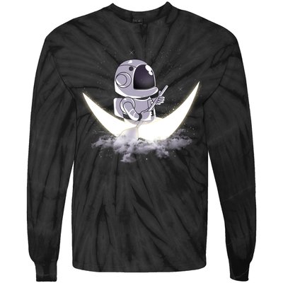 Astronaut Moon Sailing Tie-Dye Long Sleeve Shirt