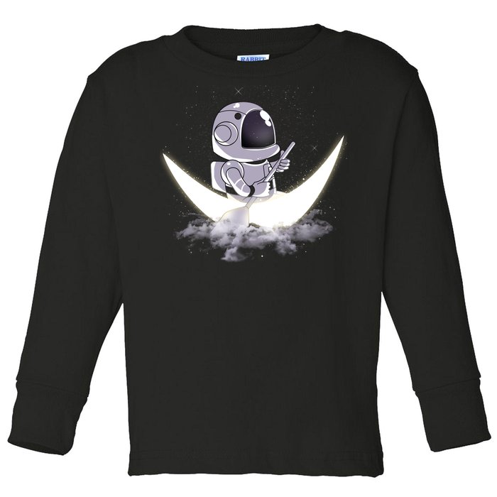 Astronaut Moon Sailing Toddler Long Sleeve Shirt