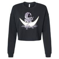 Astronaut Moon Sailing Cropped Pullover Crew